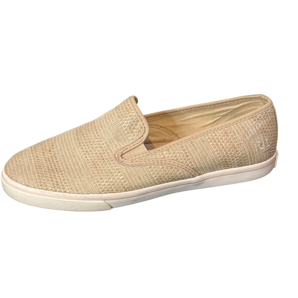Ralph Lauren Womens Slip on Sneakers Size 7.5 RL Logo Preppy Nautical Minimalist